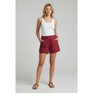 NEW Joe Fresh Large Linen‎ Womens Shorts Casual High Waist Pockets Maroon